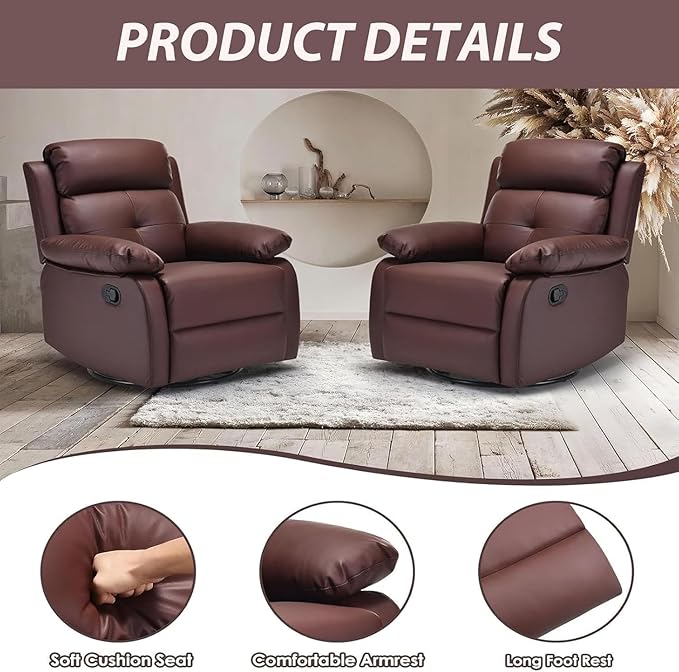Swivel Rocker Recliner, 360 Swivel Small Recliners - Image 6