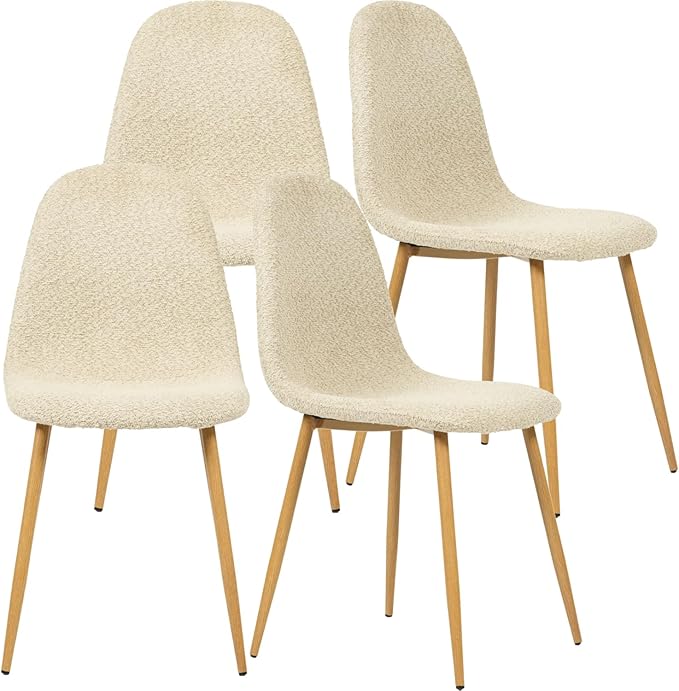 FurnitureR Dining Chairs Set of 4, Upholstered Chenille Fabric Dining Room by FurnitureR