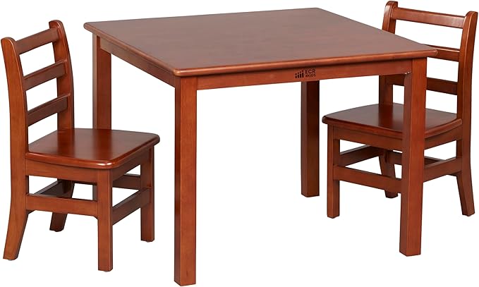 ECR4Kids 30in x 30in Square Hardwood Table and Chair Set, 12in Seat Height by ECR4Kids