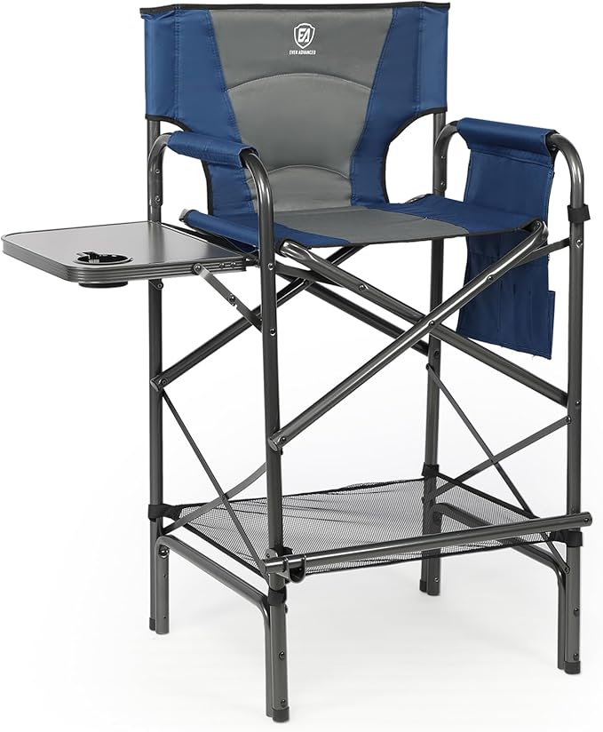 EVER ADVANCED Tall Folding Chair 30.7" Seat Height Directors Chair High by EVERADVANCED