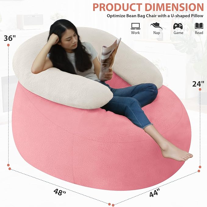 HABUTWAY Bean Bag Chair with U-Shaped Pillow - Image 2