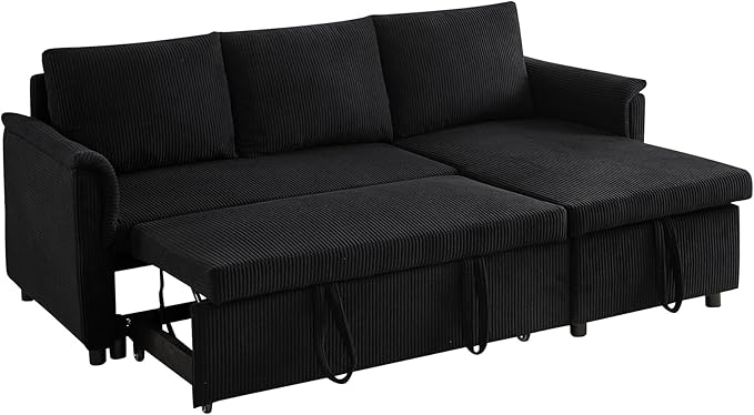 Ball & Cast L-Shape Reversible Sectional Sleeper Sofa Bed 4 in 1 Pull Out Couch - Image 13