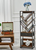Bookshelf with Drawer, 8 Tier Tree Bookcase Retro Floor Standing Bookshelves by Zexvida