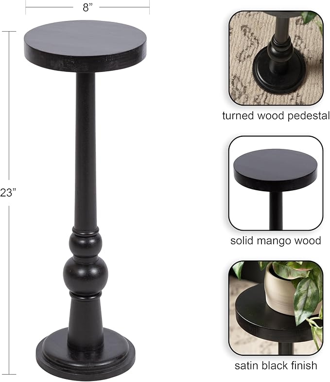 Kate and Laurel Wegner Traditional Wooden Round Drink Table, 8 x 23, Elegant - Image 3