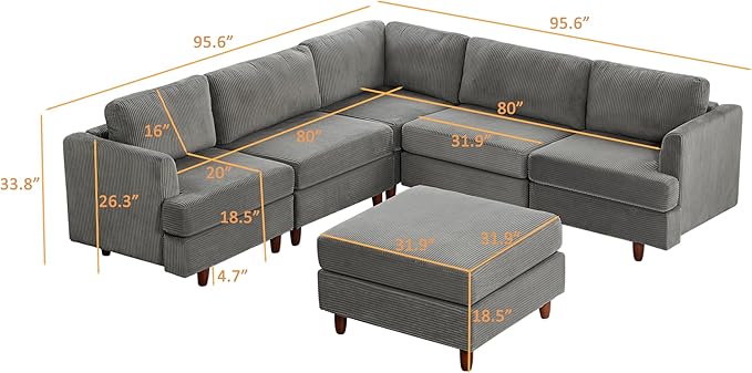 127.5" L/U-Shaped Sectional Couch - Image 2