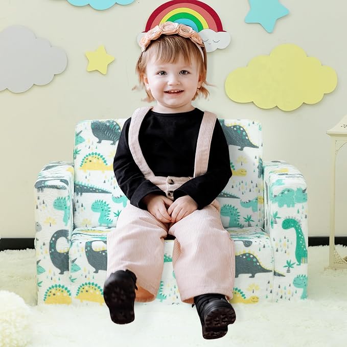 ALIMORDEN 2-in-1 Flip Out Cuddly Sherpa Toddler Couch, Convertible Sofa to - Image 2