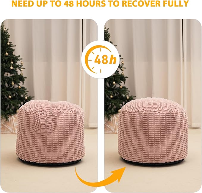 Round Stuffed Pouf Ottoman for Foot Rest, Storage Ottoman Pouf Foot Stool - Image 5