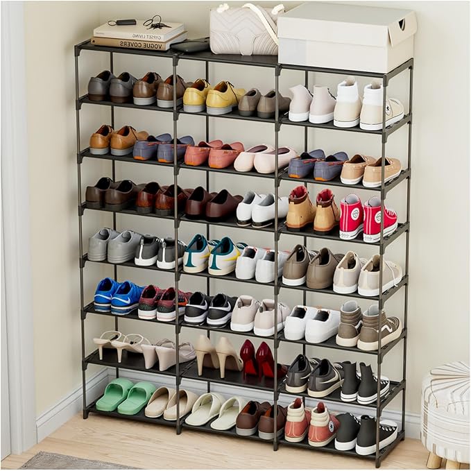 Large Shoe Rack 3 Row 8 Tier 40-60 Pairs Shoes Boots by SMILHELTD