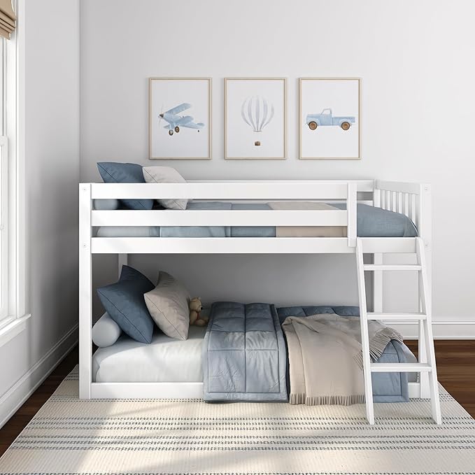 Max & Lily Fundamental Twin Low Bunk Bed, Kids Solid Wood Modern Bed Frame - Image 8