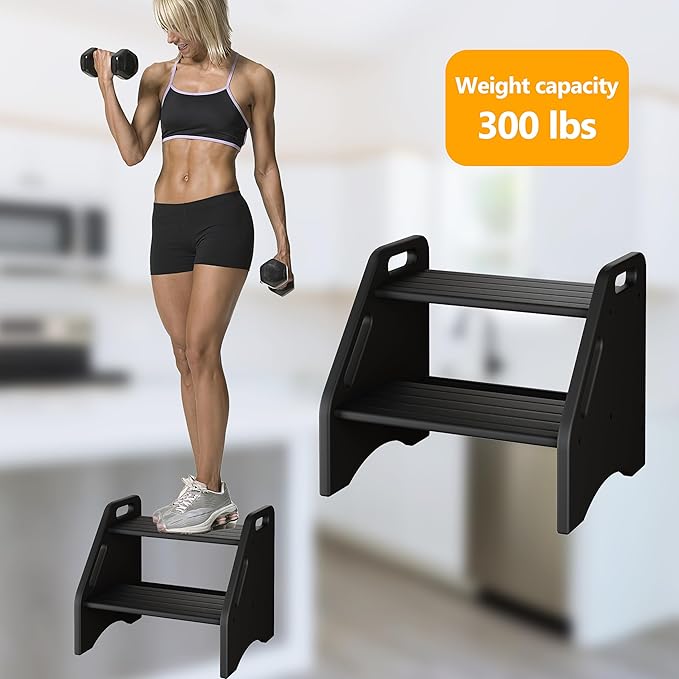 AMBIRD Wooden Step Stool, Two Step Stools 300 lbs Capacity - Image 5