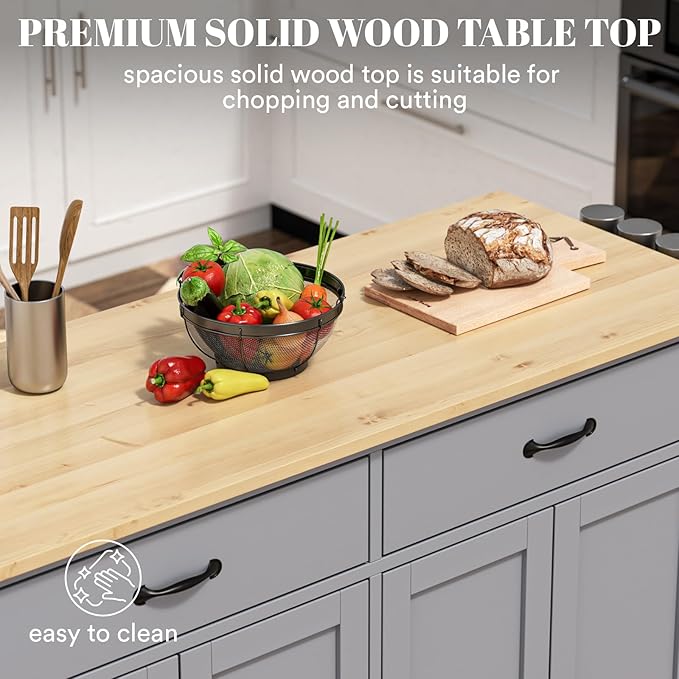 Rovibek Large Kitchen Island on Wheels - Image 4