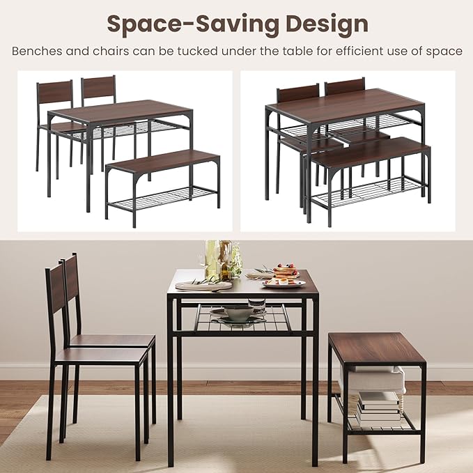 Tangkula Dining Table Set for 4, Kitchen Table and 2 Chairs for 4 - Image 9