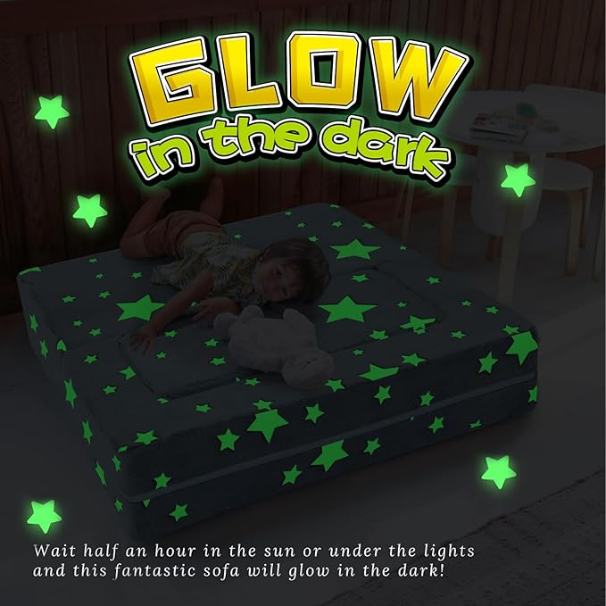 MeMoreCool Modular Kids Play Couch Sofa – Glow in The Dark Star Design - Image 5