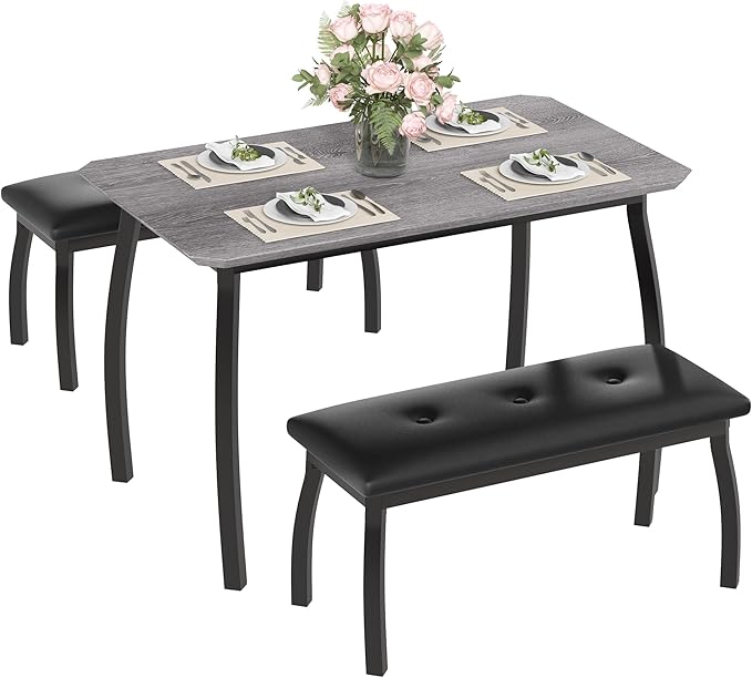 GAOMON Dining Table Set for 4, Metal Frame Kitchen, 3 Piece Dining Room Table - Image 8