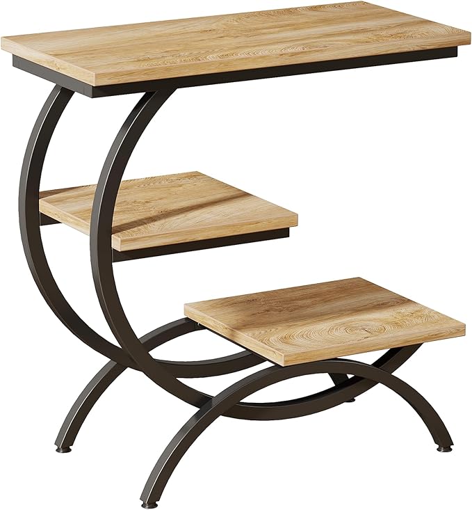 Tribesigns C-Shaped End Table, Industrial 3-Tier Small Side Table - Image 9