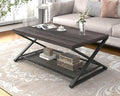 LVB Industrial Grey Coffee Table, 2 Tier Wood Metal Living Room Table, Wooden by LVB