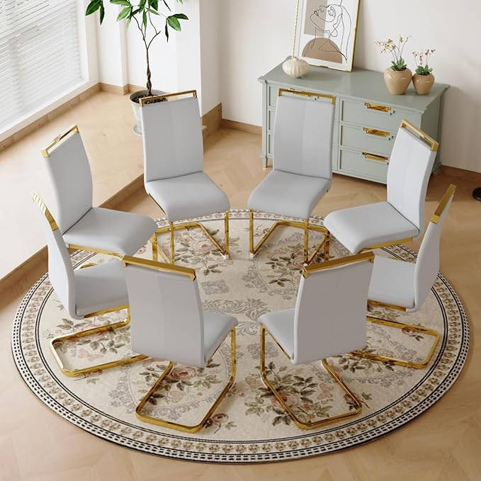 Dining Chairs Set of 8, Faux Leather - Image 3