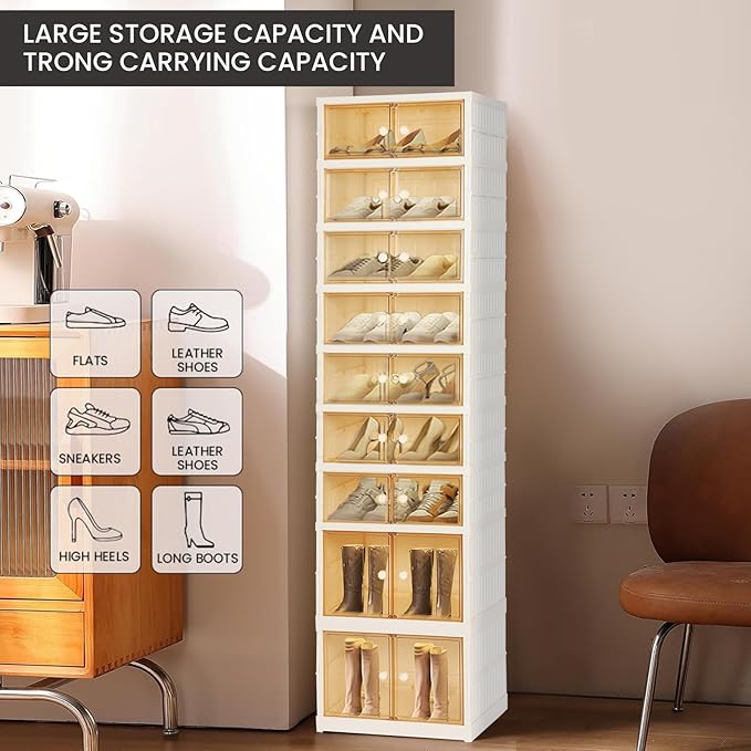 Foldable Shoe Organizer Storage Box, Portable Extra Large Folding Shoe Rack - Image 5