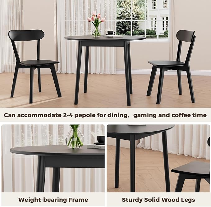 DELAVIN 31.5" Solid Wood Round Dining Table - Image 5