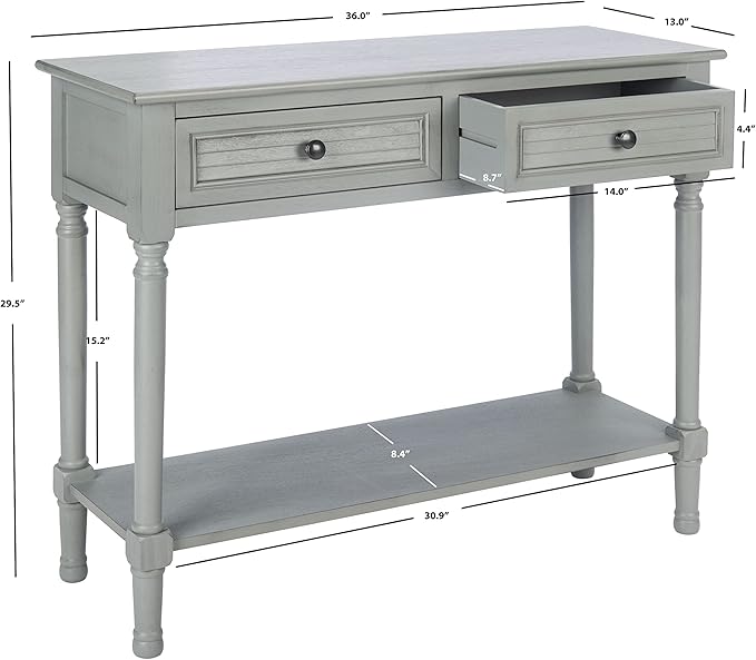 SAFAVIEH Home Collection Tate Distressed Grey 2-Drawer Bottom Shelf Console - Image 13
