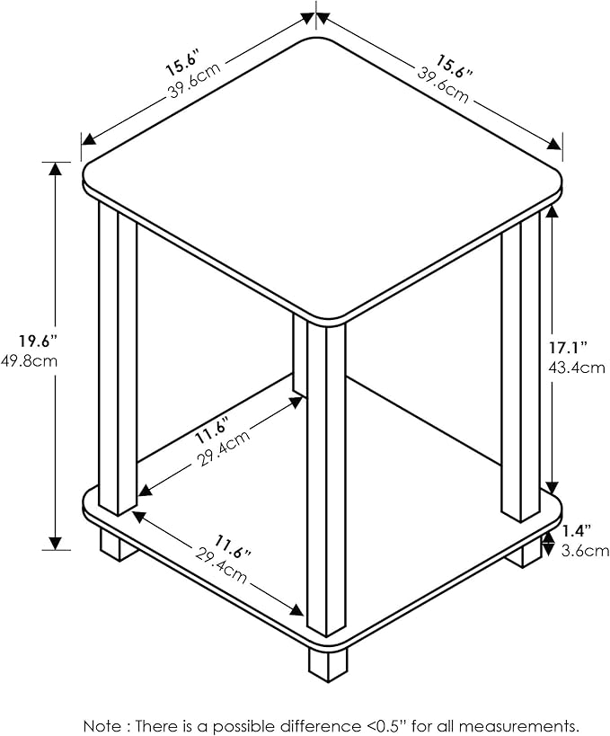 Furinno Simplistic Set of 2 End Table, Americano/Black - Image 7
