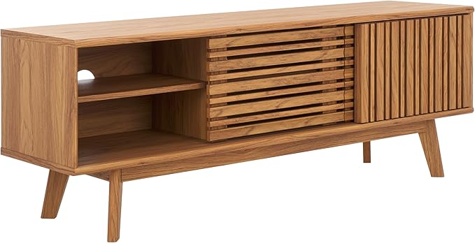 SAFAVIEH ESMA TV Stand for up to 65" Flatscreen – Oak Brown, Sliding Doors - Image 6