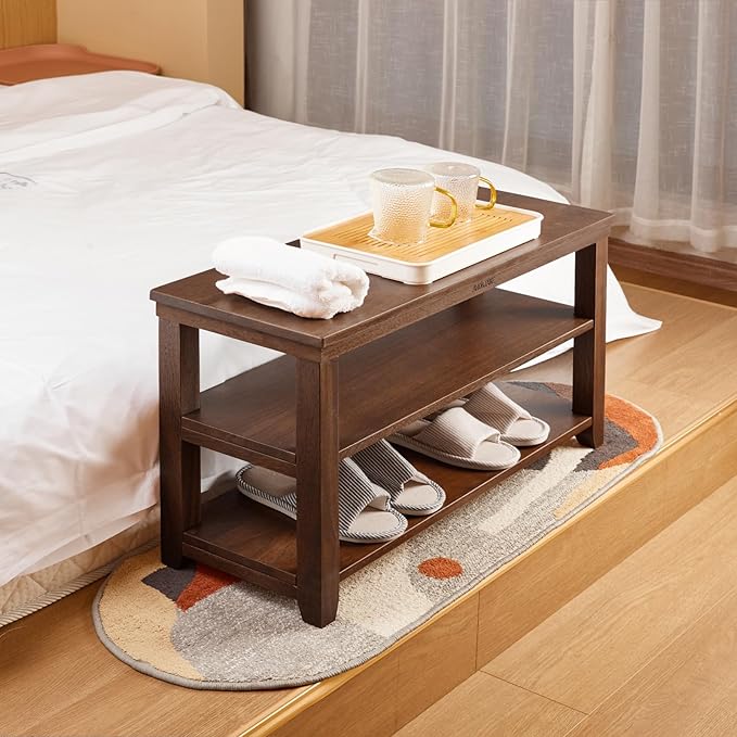Shoe Rack Bench, 2-Tier Wood Heavy Duty Shoe Organizer Shelf - Image 3