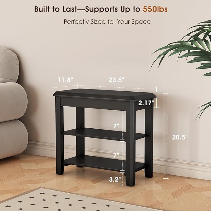 Shoe Rack Bench Seat Rubberwood 2-Tier Wooden Storage Bench 550lbs Compact - Image 2