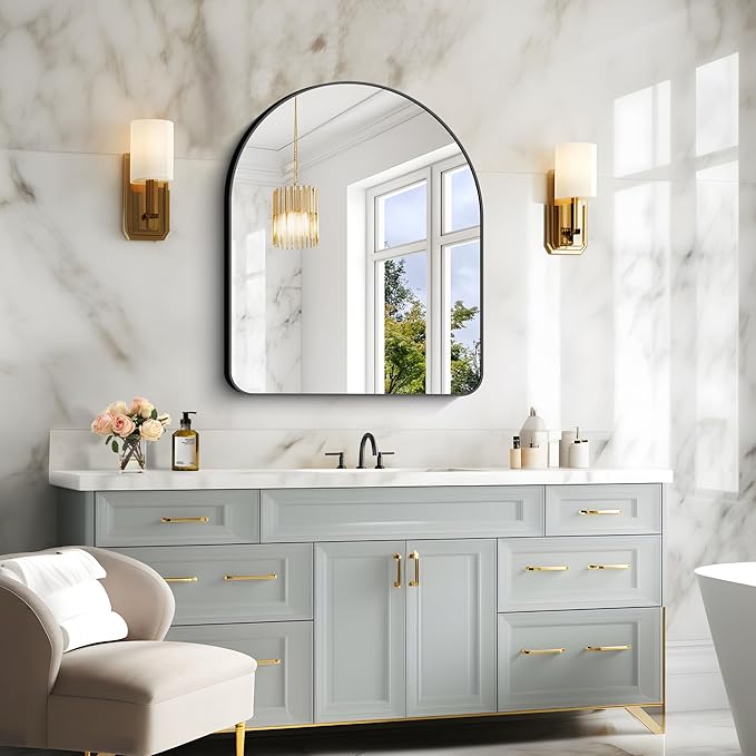 Arched Bathroom Mirror, Wall Mounted Mirror, Living Room, Hanging or Leaning - Image 4