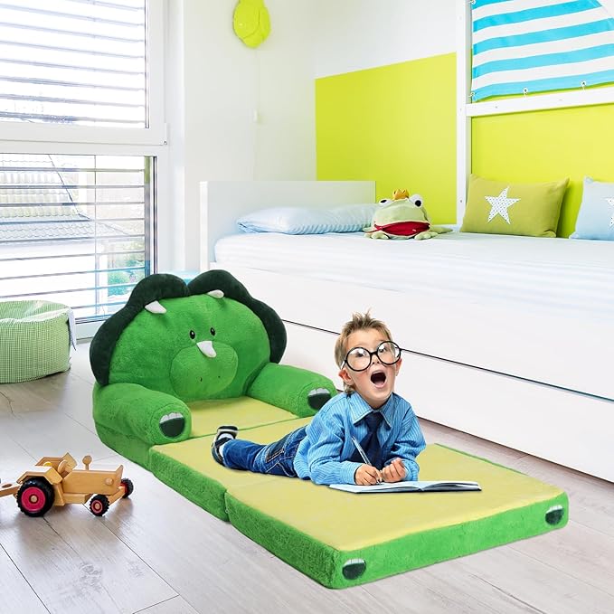Foldable Kids Couch Toddler Backrest Armchair 2 In 1 Flip Open Sofa Bed - Image 4