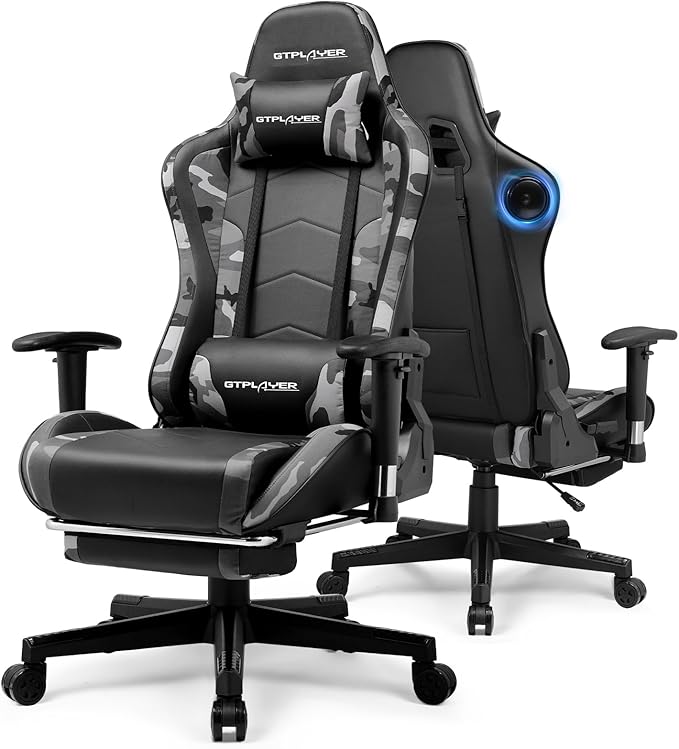 GTPLAYER Gaming Chair with Bluetooth Speakers and Footrest, Ergonomic Gamer by GTPLAYER