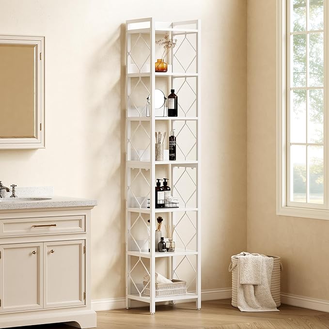 LITTLE TREE Book Shelf, 7-Tier Tall Bookcase, 78.7" Wooden Display Shelves - Image 5