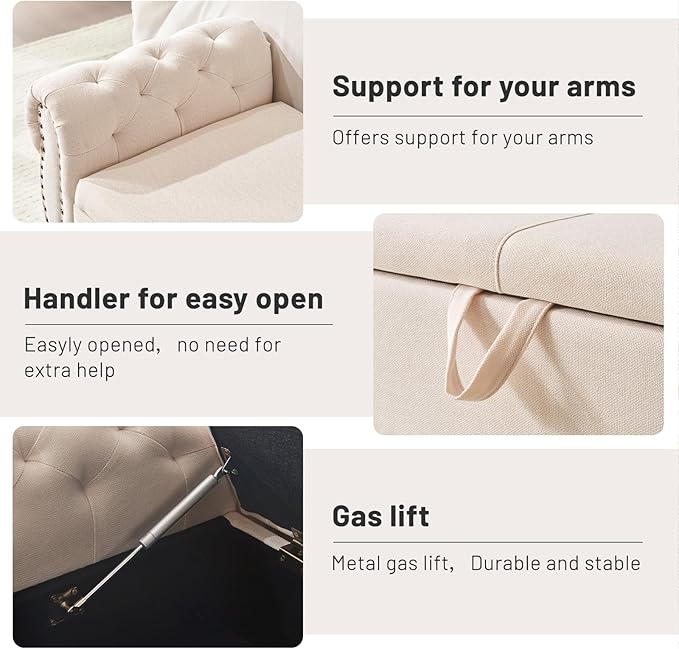 Furniliving Storage Ottoman Bench - Image 5