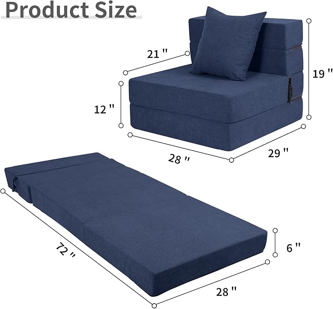Folding Sofa Bed, High-Density Memory Foam Sofa - Image 3