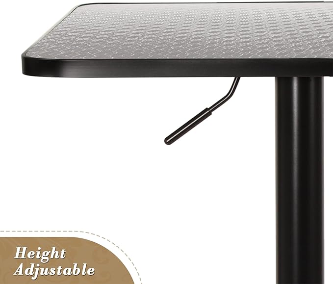 Athena Collection Modern Bar Table Square Top Height Adjustable, Tall Bistro - Image 5