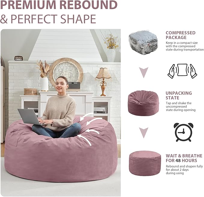 4FT Bean Bag Chair, Large Bean Bag Chairs - Image 6