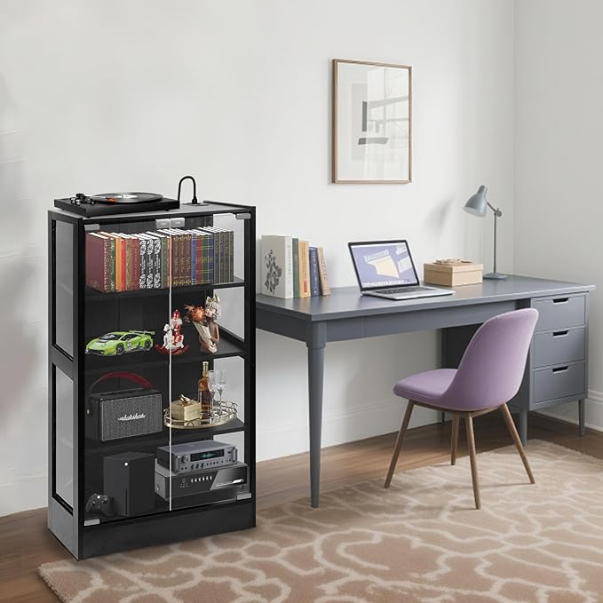 4-Tier Media Cabinet with LED Lighting, Audio/Video Stand Featuring Built-in - Image 6