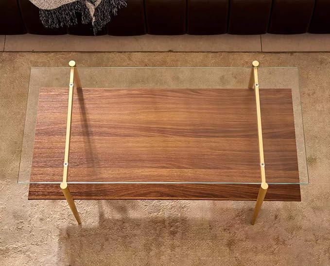 Shrine Rectangle Coffee Table, Mid-Century Modern Design, 2-Tier Structure - Image 6