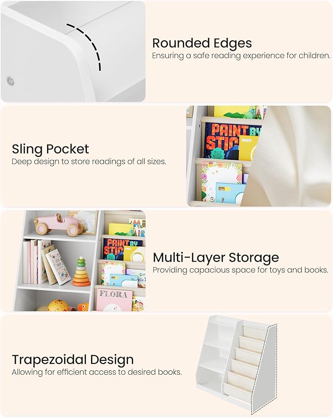 35.4" Kids Bookshelf and Toy Storage, 6 Layer Fabric Toddler Bookshelf - Image 5