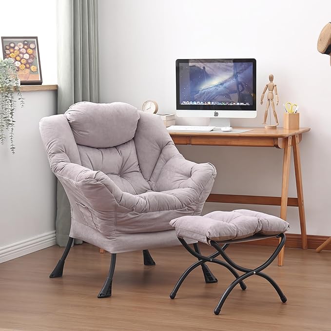 Lazy Chair and Ottoman, Large Accent Lounge Chair - Image 2