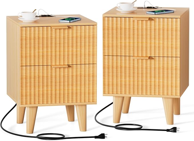 Urban Deco Nightstand Set of 2, Mid Century Modern Nightstand by UrbanDeco