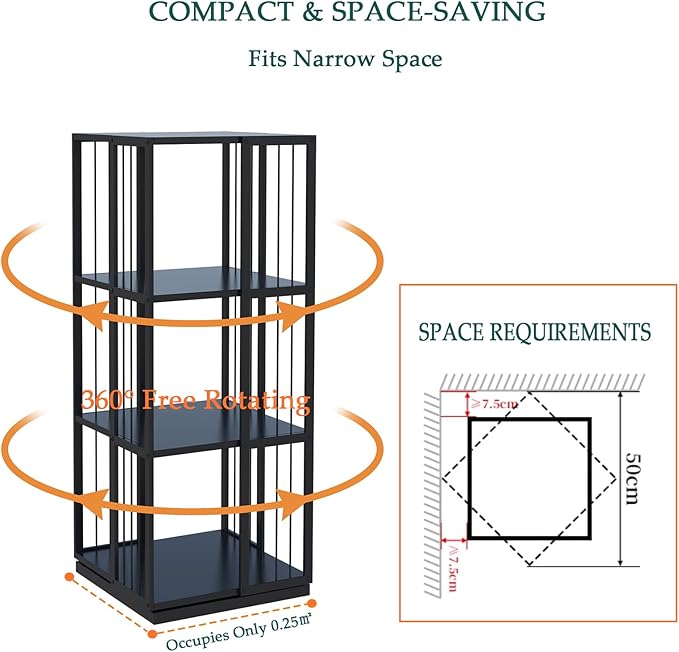 Square Rotating Bookshelf Tower - Image 5