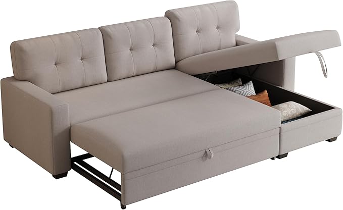 Ball & Cast Convertible Sectional Sleeper Sofa Bed L Shaped 4 in 1 Pull Out - Image 10