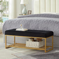 24KF Black Velvet Upholstered End of Bed Bench by WEMARTHOMEDECOR
