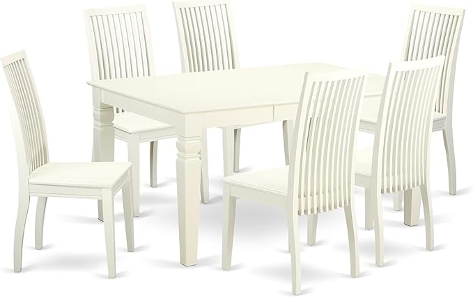 East West Furniture WEIP7-LWH-W 7 Piece Dining Table Set Consist of a Rectangle by EastWestFurniture