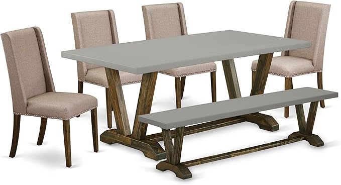East West Furniture V797FL716-6 6 Piece Dining Table Set Contains a Rectangle by EastWestFurniture