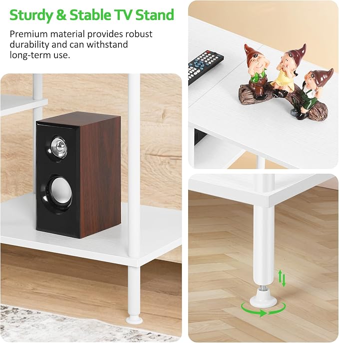 OYEAL White TV Stand for Bedroom Modern Entertainment Center Table - Image 3