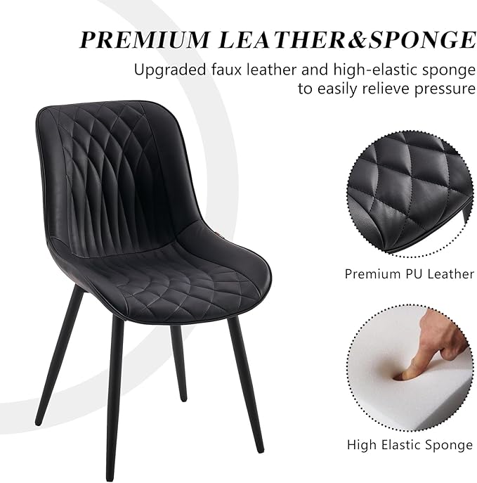 YOUNIKE Black Dining Chairs Set of 2 - Image 5