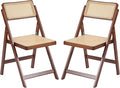 Tiita Rattan Dining Chairs Set of 2, Mid Century Modern Folding Chair, Bamboo by TiitaHome