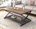 LVB Wood Coffee Table, Metal Wooden Living Room Table by LVB